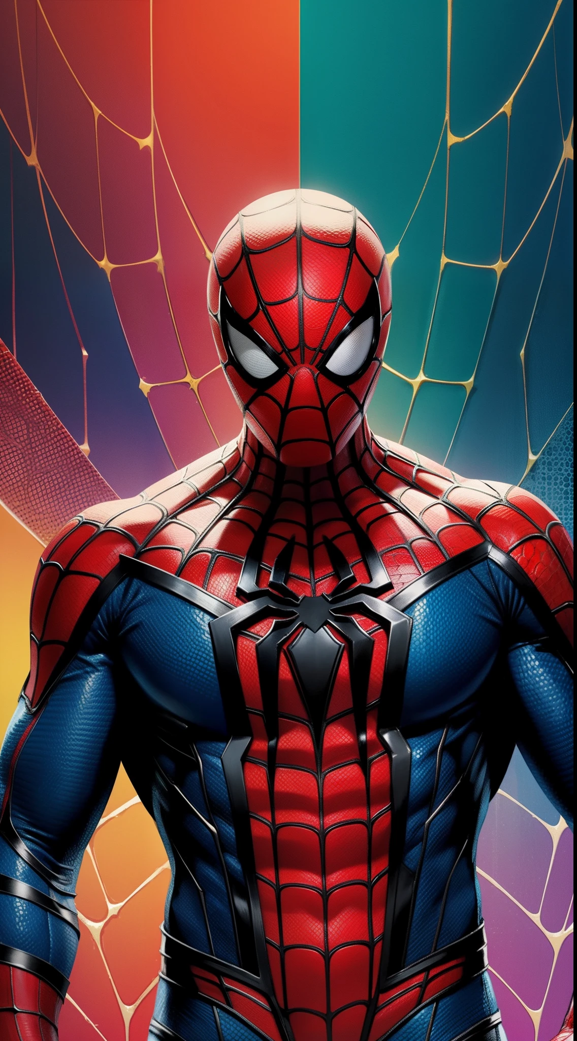 The Savage Spider-Man из комиксов Marvel, Masterpiece, Best Quality, abstract, Psychedelic, Neon, (honeycomb pattern), (creative:1.3), Sy3, SMM, fantasy00d