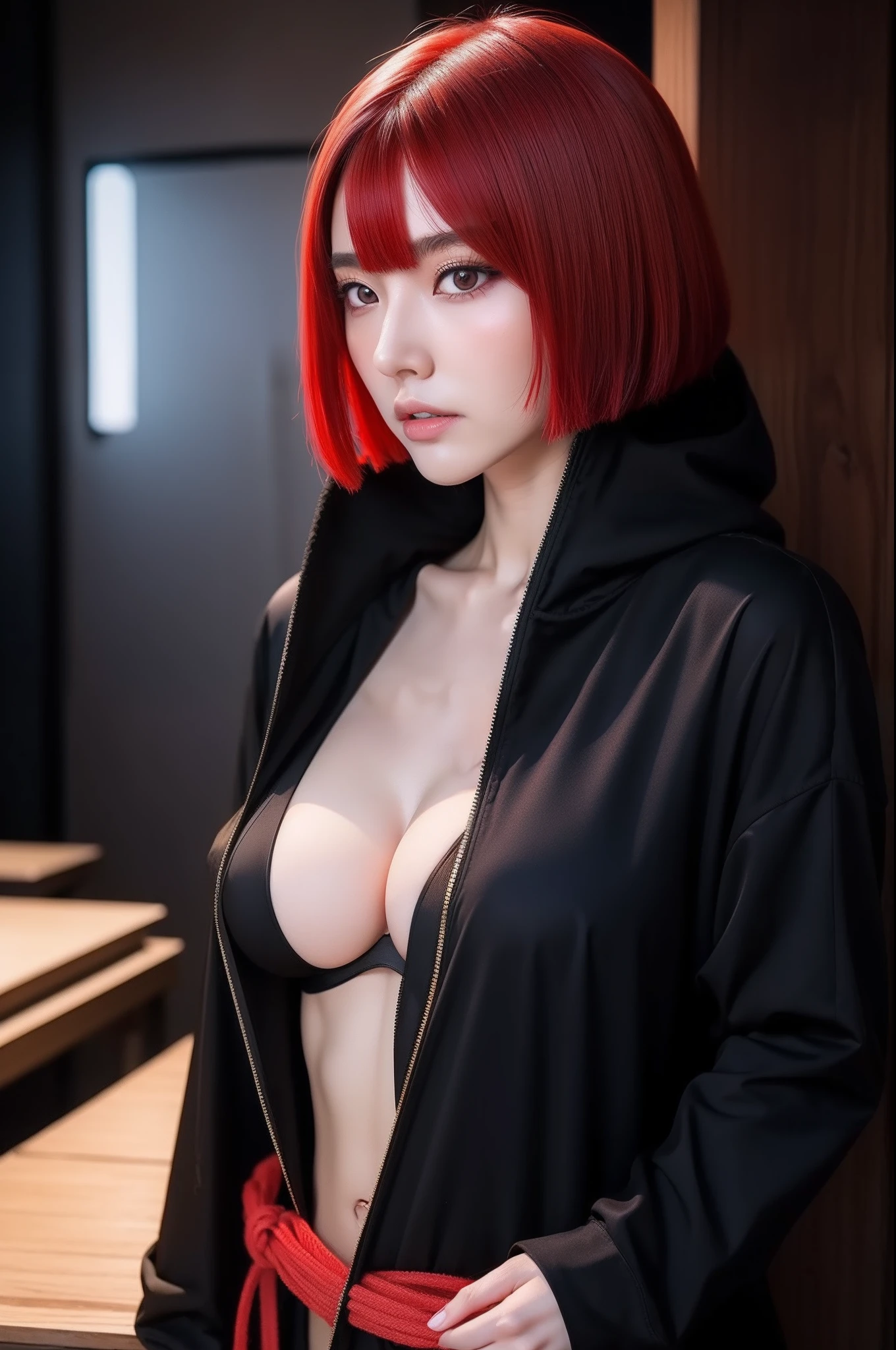 anime girl in a black outfit with a sword in her hand, very beautiful cyberpunk samurai, digital cyberpunk anime art, anime cyberpunk art, cyberpunk anime girl mech, cyberpunk anime girl, cyberpunk anime art, female cyberpunk anime girl, cyberpunk geisha, digital cyberpunk - anime art, cyberpunk samurai, anime style 4 k, badass anime 8 k, cyberpunk anime girl in hoodie, beautiful south korean woman, korean girl, beautiful young korean woman, korean woman, heonhwa choe, korean women's fashion model, y look, big breexy posehow breast, lighhair