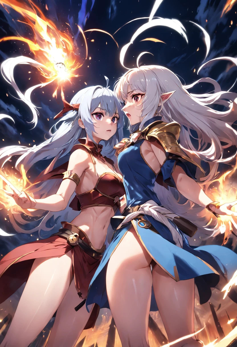 2 women, Let's fight.,sorceress,saint