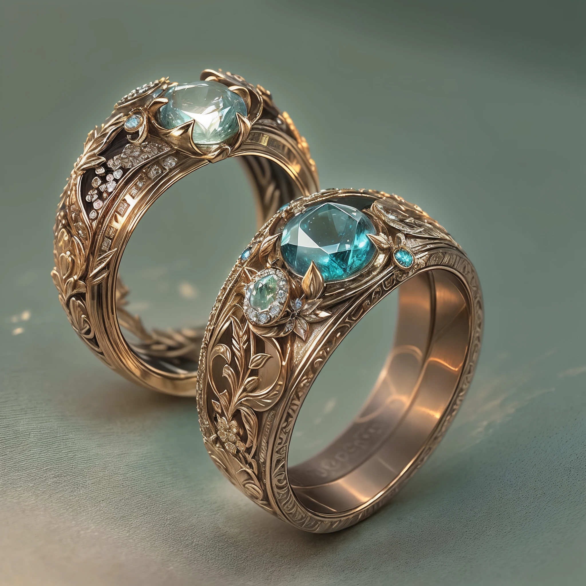 (Couple rings,A couple's ring,Two similar rings,Wedding Rings art design,solo:1.2),(Wedding Rings art design,glass flowers,nebula jewelry,starry sky color crystal,AbstractPattern Ring:1.45),(intricate,ironwork,handmade,A romantic engagement ring with a pear-shaped diamond center stone,set in a rose gold band. the band is adorned with diamonds along the edges,adding a feminine touch to the design,the image has a soft, dreamy vibe and is suitable for use in a facebook ad for engagement rings:1.2),shiny glowing rings,Metal hollow carving of dragons head,phoenixes head,and flowers,Berlin black iron jewelry in a victorian gothic style,Meticulously carved diamonds,gold threads and jade bands,hollowed out plant shaped metal carvings,fractal geometry,deconstruction,Streamlined structure,Volume light,flickering light,Obvious dimming effect,