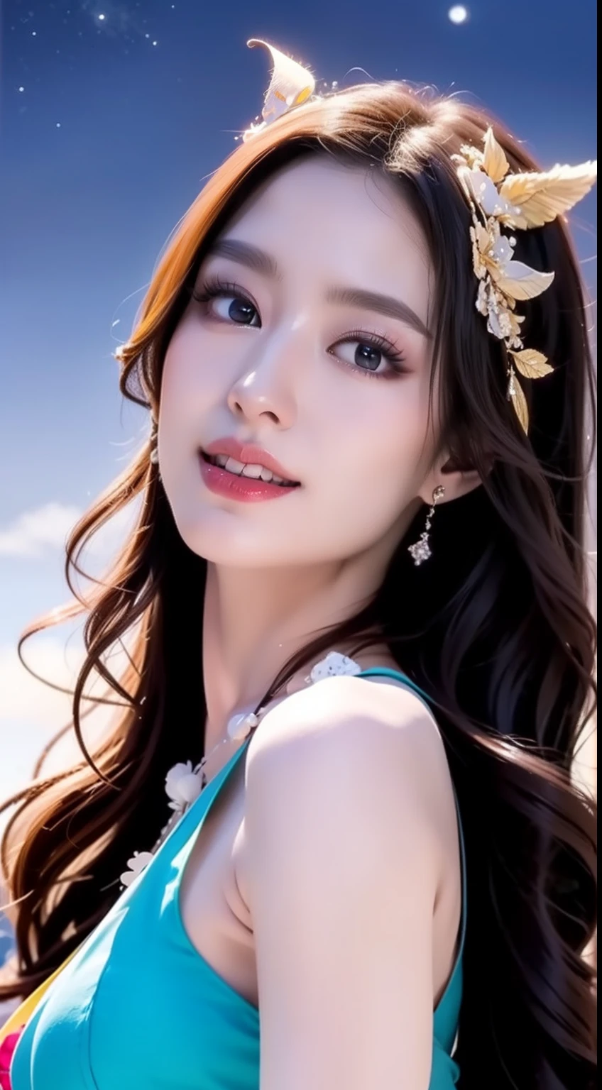 (8K, RAW photo:1.2), Best quality, 超高分辨率,Dramatic angle,(fluttering detail color splash), (illustration),(((1 girl))),(Long hair),(rain:0.9), (head gear:1.4),teens girl,Hanfu,(focal point),colored ink drawing,(Splash color),Splash color,(((Colorful))), , Masterpiece, Best quality, beautiful painted, High level of detail,(Denoising:0.6),[Splash ink],((ink refraction)), (Beautiful detailed sky),Moon,highly,A detailed,(Masterpiece, Best quality, Extremely detailed） CG unity 8K wallpaper，tmasterpiece，Best quality at best，ultra - detailed）