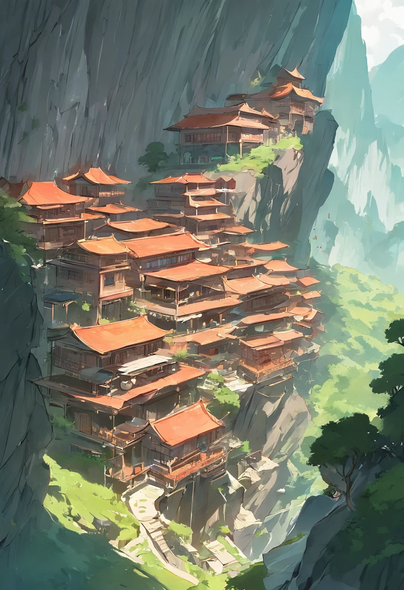 (Masterpiece) Steep cliff-side villages carved into residences in hanging gardens