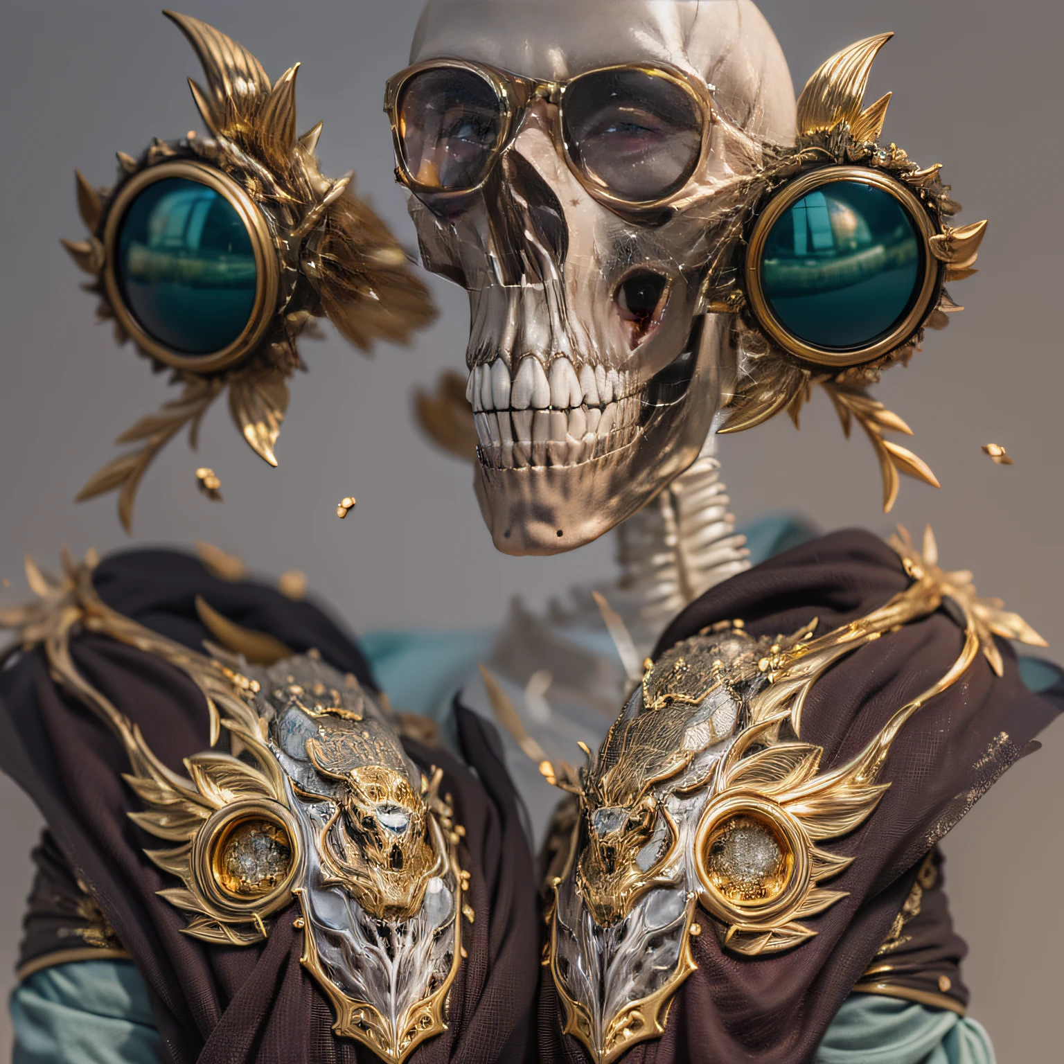 Crocodile pond，32K（tmasterpiece，k hd，hyper HD，32K）Burgundy double ponytail，flower stick，Indigo Skull King ，Hold the heavy wooden steering wheel （The skeleton is realistic：1.4），Crocodile pattern robe，Rusty skull ornaments，Sargin linen cloak，Petals flutter，Deep gold sunglasses，Hold your head high，Be proud，The nostrils look at people，A primary and secondary school student， A high resolution，Xueba， the detail， RAW photogr， Sharp Re， Nikon D850 Film Stock Photo by Jefferies Lee 4 Kodak Portra 400 Camera F1.6 shots, Rich colors, ultra-realistic vivid textures, Dramatic lighting, Unreal Engine Art Station Trend, cinestir 800，Hold your head high，Lateral face，Be proud，The nostrils look at people，Tsundere，Petals flutter，Petals flutter，Crocodiles sprinkled with gold dust，Fluttering，Impeccable，( reasonable design, Clear lines, High sharpness,Best quality, Very detailed skeleton, The skeleton of a masterpiece, offcial art, movie light effect, 8K crocodile skeleton（（（Platinum marble sunglasses）））Deep gold sunglasses，side portrait