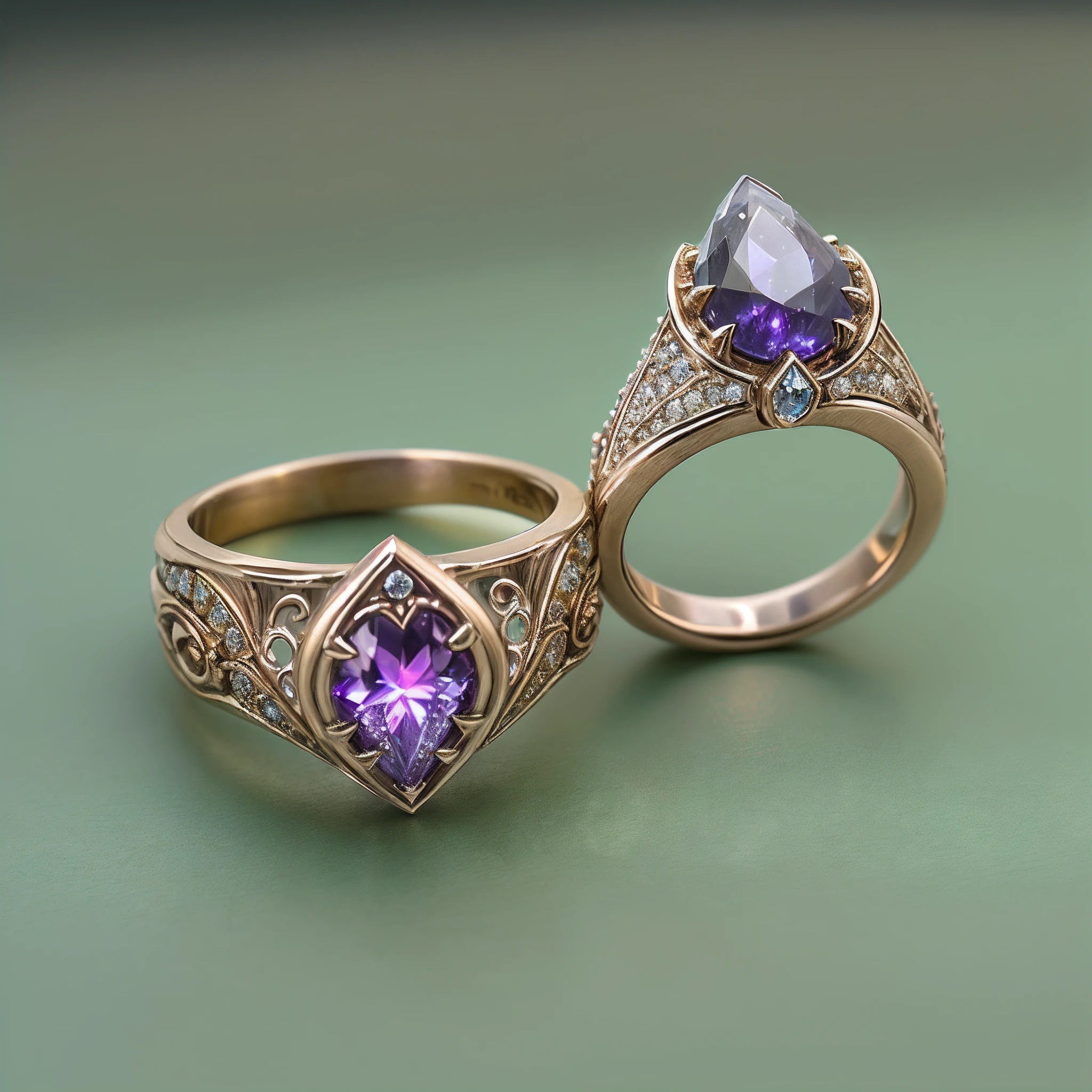 (Couple rings,Couple rings,Two similar rings,Wedding ring art design,Solo:1.2),(Wedding ring art design,glass flowers,Nebula jewelry,Starry Sky Crystal,Abstract pattern ring:1.45),(Intricate,ironwork,Handmade,Romantic engagement rings，Set with a pear-shaped diamond center stone,Set with rose gold band. The ring is edged with diamonds,Add a feminine touch to your designs,The image has a softness, Fantastical Atmosphere，Suitable for use in Facebook engagement ring ads:1.2),Shiny glowing ring,Faucet metal openwork engraving,phoenix head,and flowers,Berlin black iron jewelry in Victorian Gothic style,Elaborate carved diamonds,Gold thread and jade ring,Hollow plant shape metal carving,Fractal geometry,destructured,Streamlined structure,volume light,flashing lights,The dimming effect is obvious,