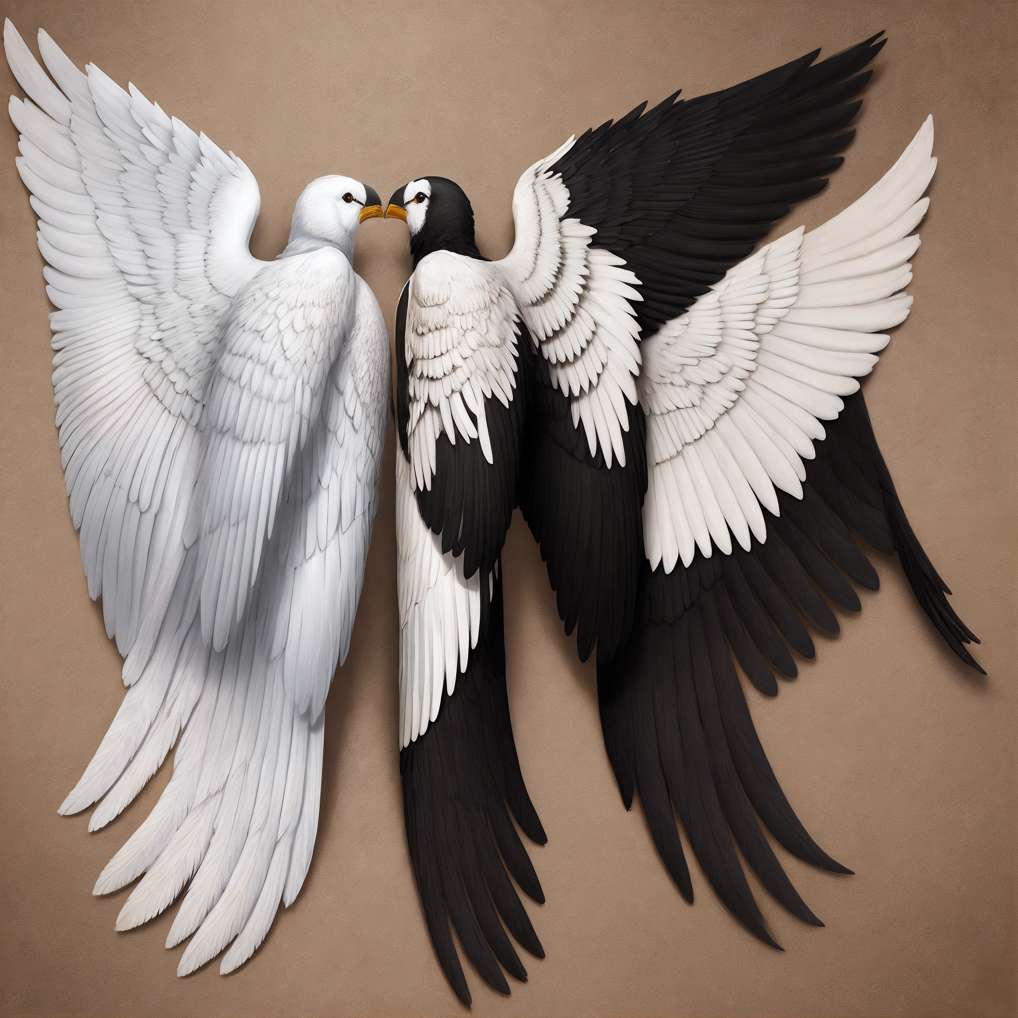 Antique wings are half black and half white