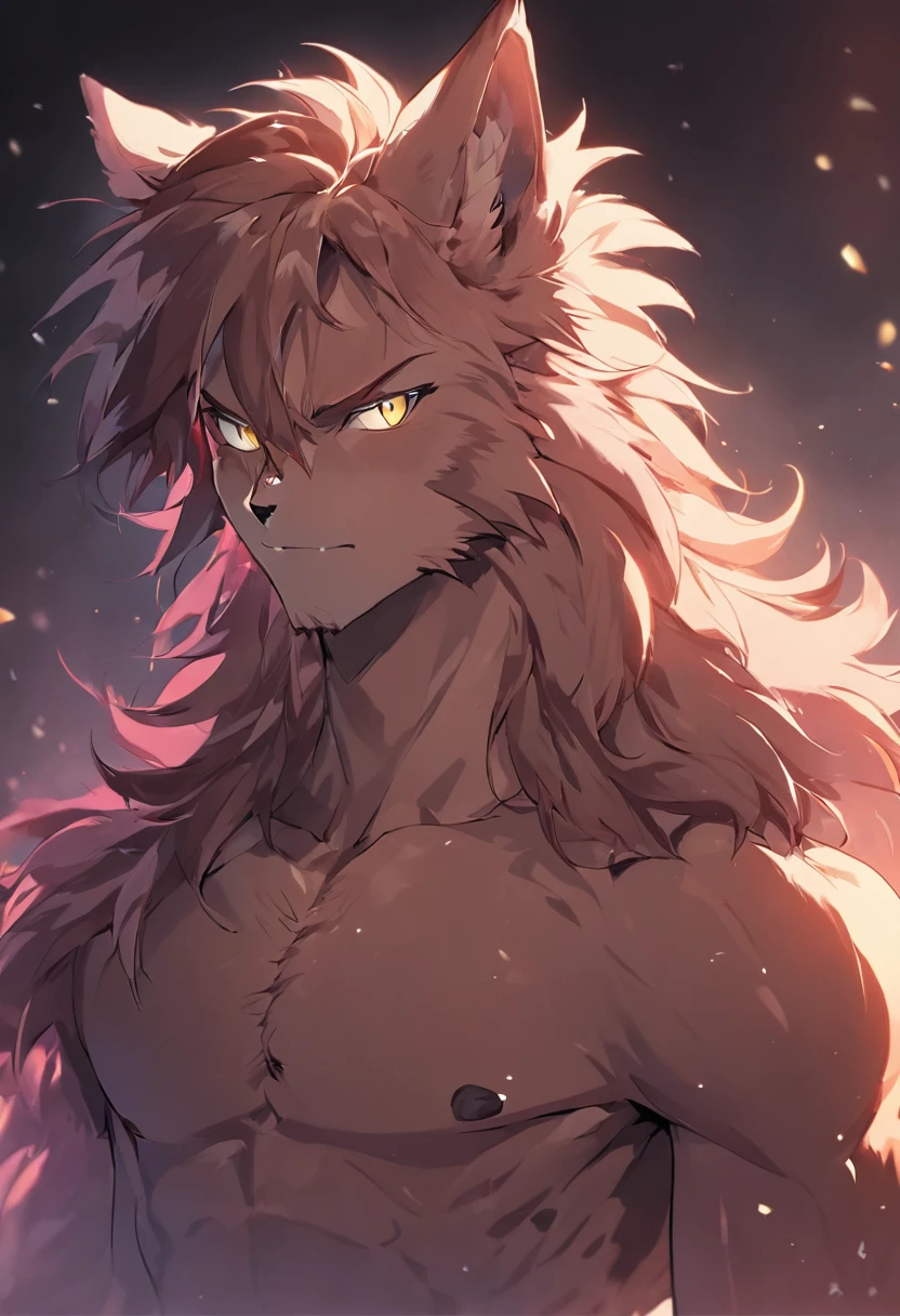 4K, high resolution, Best quality, Masterpiece, perfect colors, perfectly shaded, Perfect lighting, posted on e621, (by Chunie), Furry, anthro, Furry art, ((Portrait)), Male panther, (two-toned fur), Bi-tone long hair，（eye glass），hairy bodies, Yellow eyes, (Seductive look:1.2), fit body, perfect male figure, （Suits）,Detailed fur, Detailed face, Perfect face, (The stands up), Detailed background, ((Bonifasko lighting)), coda, (Detailed eyes), perfect pupils