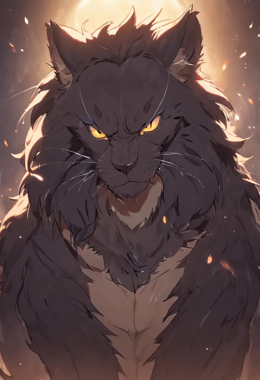 4K, high resolution, Best quality, Masterpiece, perfect colors, perfectly shaded, Perfect lighting, posted on e621, (by Chunie), Furry, anthro, Furry art, ((Portrait)), Male leopard, black panther, Long bi-tone hair，（eye glass），hairy bodies, Yellow eyes,  perfect male figure, （Suits）,Detailed fur, Detailed face, Perfect face, (The stands up), Detailed background, ((Bonifasko lighting)), coda, (Detailed eyes), perfect pupils
