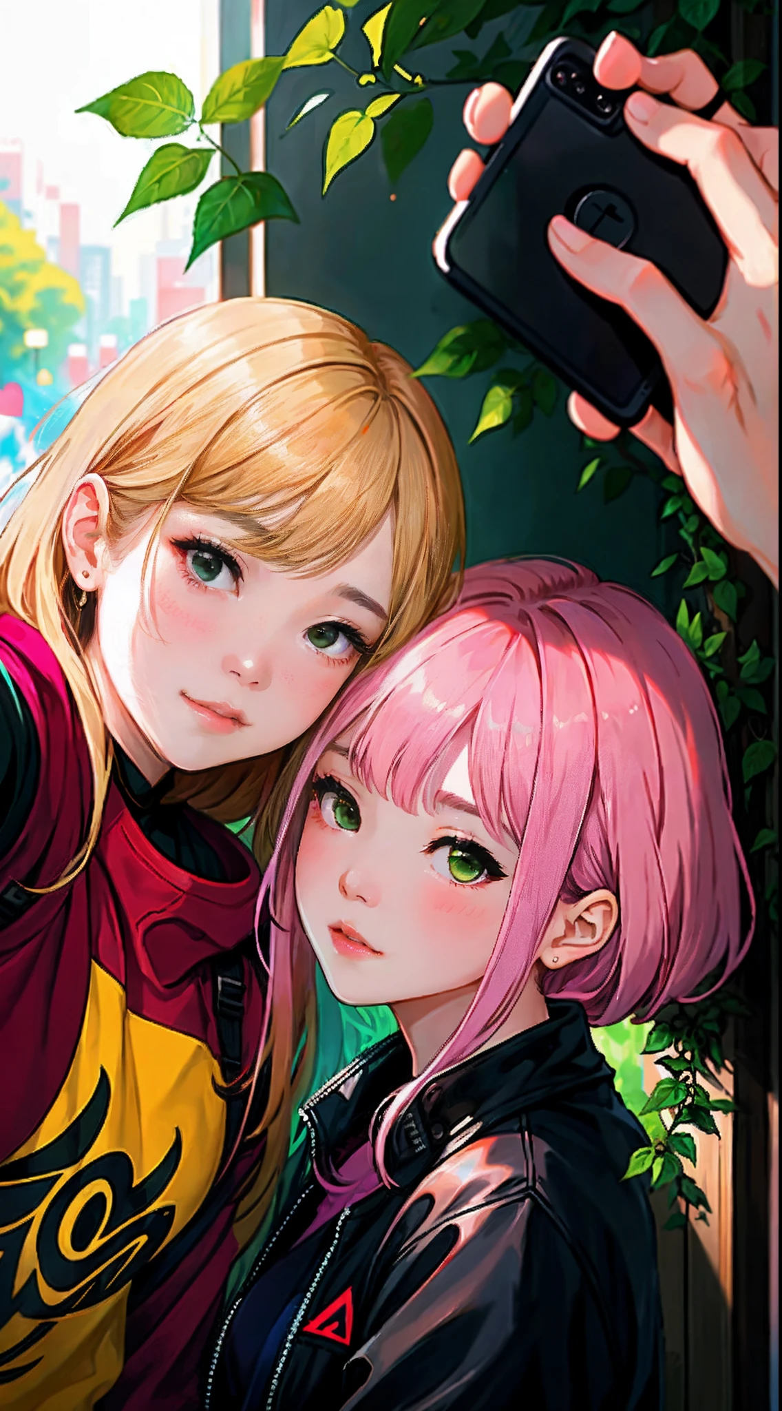 there are two people that are posing for a picture together, ruan jia and brom, kda and sam yang, photo taken in 2 0 2 0, with ivy, profile picture 1024px, with her long, non blurry, keng lye, 😭 🤮 💕 🎀, 8k selfie photograph, photograph taken in 2 0 2 0
