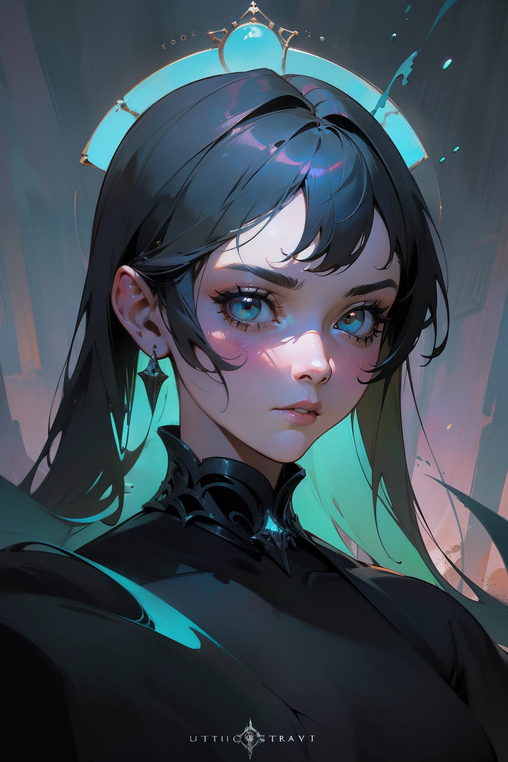 A goddess, nice perfect face with soft skinice perfect face, Concept art portrait by Greg rutkowski, Art germ, Ultra-detailed and sophisticated Gothic art trends in Artstation's ternary colors, Fantastical, intricately details, Splash screen, Complementary colors, fantasy concept art, 8K resolution, Deviantart's masterpiece, Oil painting, Heavy strokes,