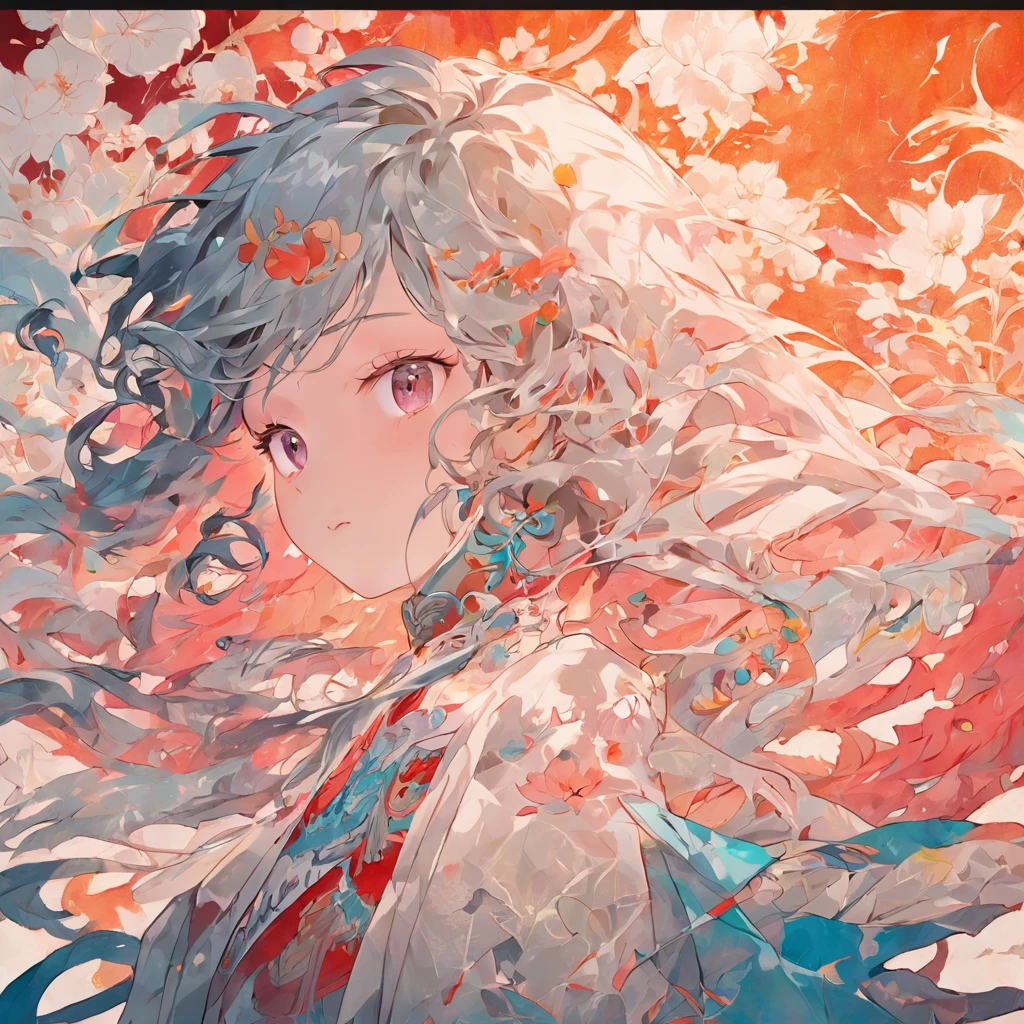 (White background:1.4),(Silhouette of a girl's head, Eyes closed, colorfull long hair, Oriental elements),(Chinese illustration:1.3,paper art:1.3, Quilted paper art:1.2),( reasonable design, Clear lines, High sharpness,Best quality, Very detailed, Masterpiece, movie light effect, 4K )