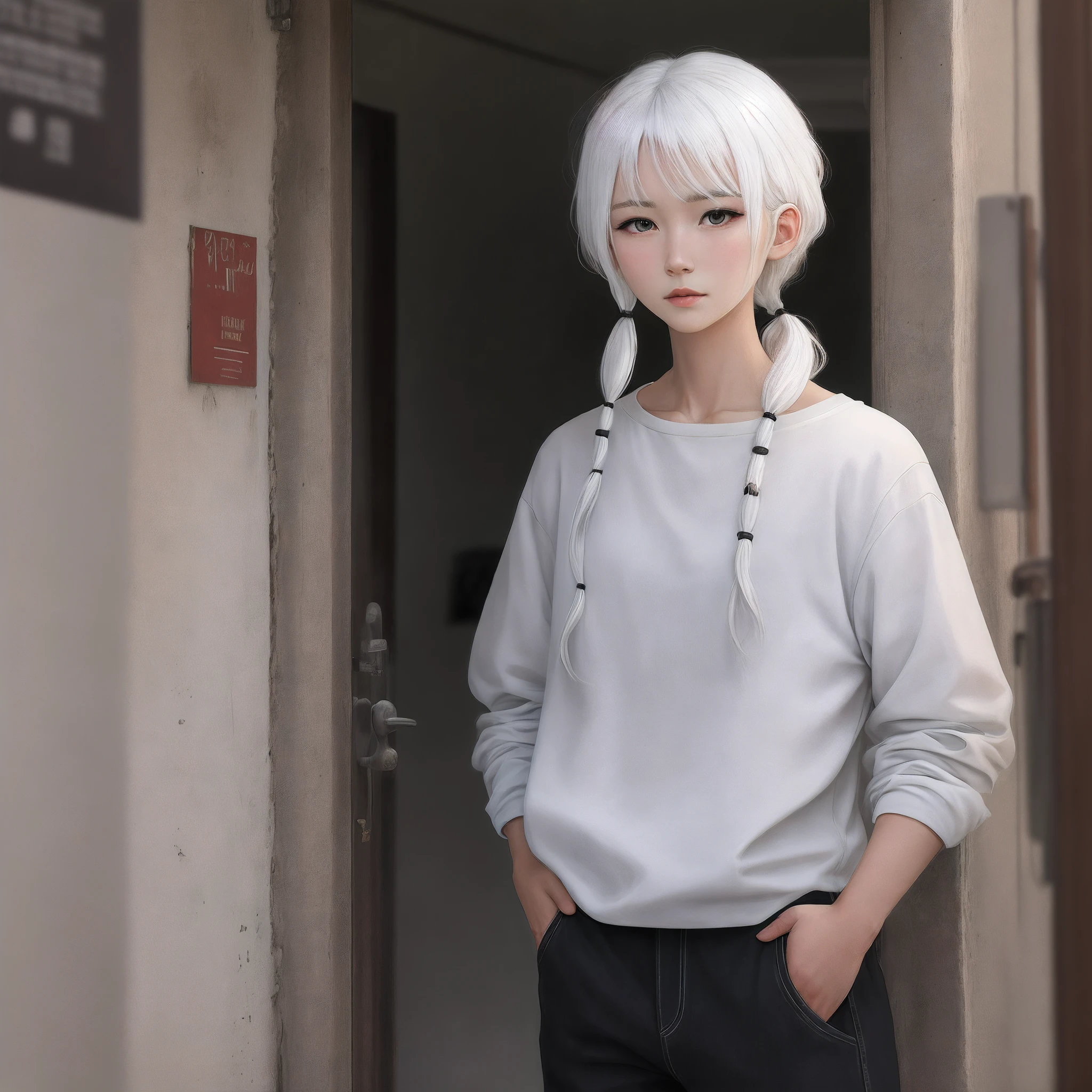 White hair tied
