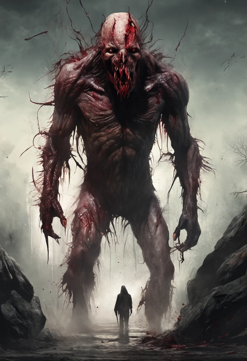 A painting of a demonic creature with a bloodied face and a bloodied head, carnage, Sci - Horror Art of Fiction, Science fiction horror artwork, inspired by Aleksi Briclot, Crocs de carnage, Horror fantasy art, par Aleksi Briclot, Horror concept art, venin, Art fantastique et horreur, Detailed illustration of 4K horror, Demonic creature, Dark Fantasy Horror Art