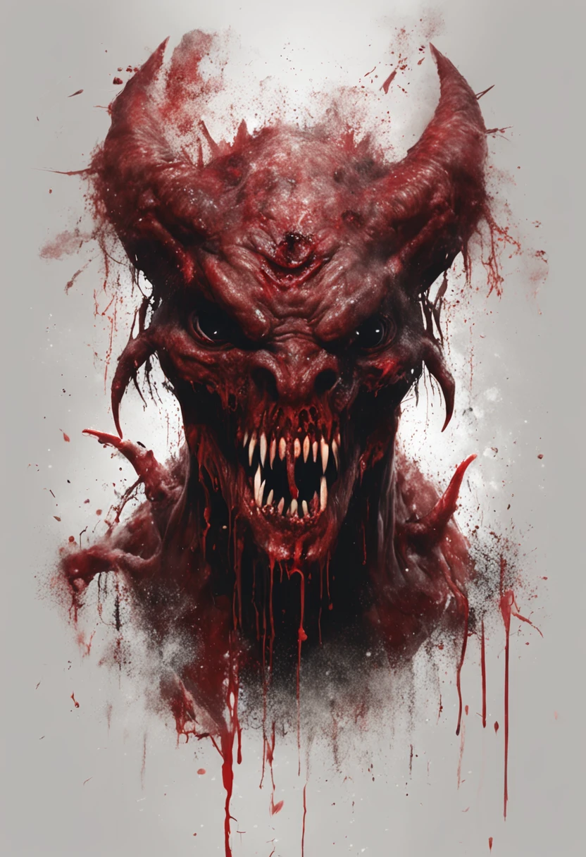 A painting of a demonic creature with a bloodied face and a bloodied head, carnage, Sci - Horror Art of Fiction, Science fiction horror artwork, inspired by Aleksi Briclot, Crocs de carnage, Horror fantasy art, par Aleksi Briclot, Horror concept art, venin, Art fantastique et horreur, Detailed illustration of 4K horror, Demonic creature, Dark Fantasy Horror Art