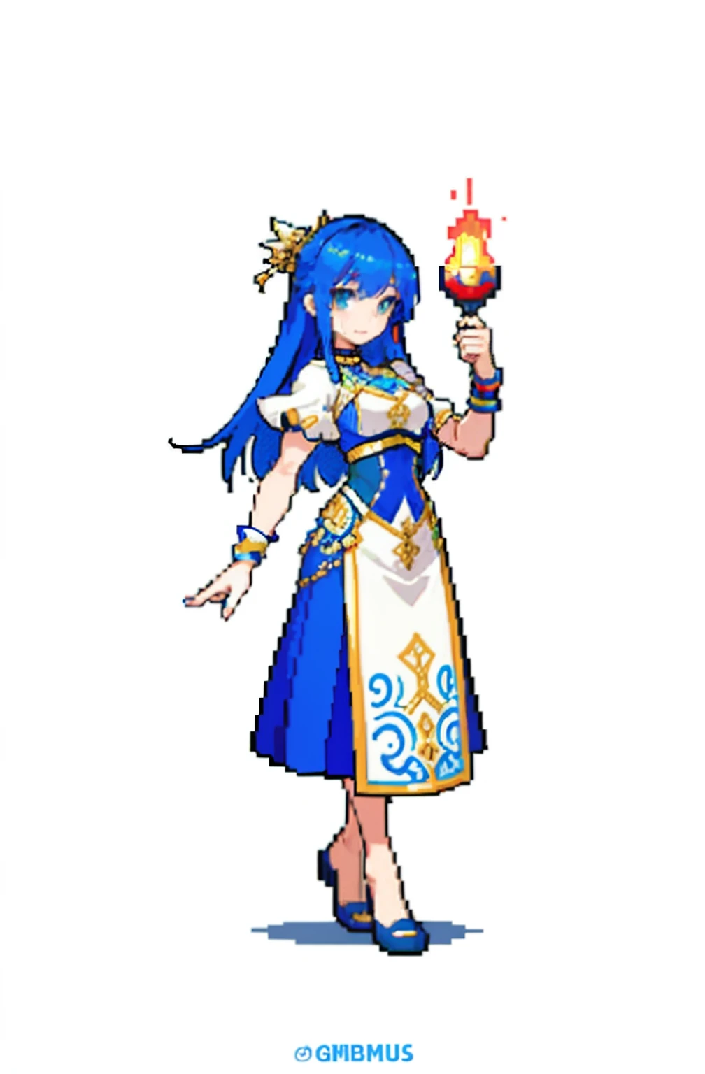Masterpiece, Top quality, Best quality), pix,Pixel art, 1 girl, full bodyesbian, No background,