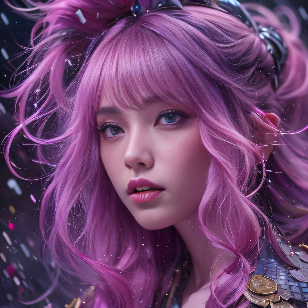 32K(tmasterpiece,k hd,hyper HD,32K)Long flowing purple-pink hair,Autumn Pond,zydink, a color, Tongzhou people (Girl with glowing eyes), (Thin silk scarf), Combat posture, looking at the ground, long whitr hair, Floating hair, Python headdress, Chinese long-sleeved clothing, (abstract ink splash:1.2), white backgrounid,Lotus protector(realisticlying:1.4),Purple-pink hair,Smoke and rain,The background is pure, A high resolution, the detail, RAW photogr, Sharp Re, Nikon D850 Film Stock Photo by Jefferies Lee 4 Kodak Portra 400 Camera F1.6 shots, Rich colors, ultra-realistic vivid textures, Dramatic lighting, Unreal Engine Art Station Trend, cinestir 800,Long flowing purple-pink hair