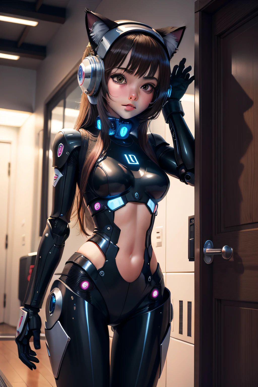 robot,cat girl