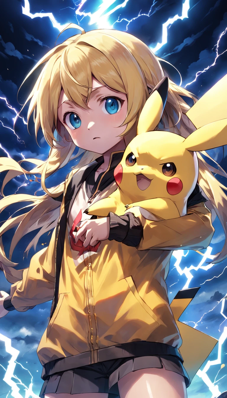 Make Pikachu with lightning background