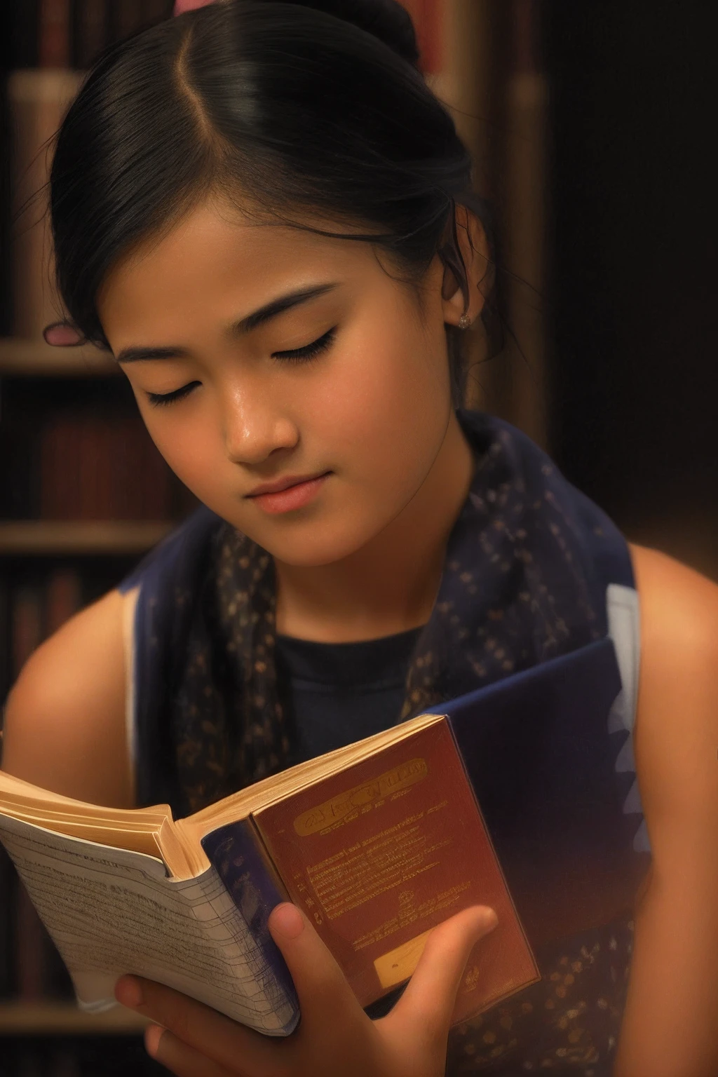 arafed girl reading a book while sitting on a floor, village girl reading a book, student, reading new book, reading in library, photo taken in 2 0 2 0, reading a book, candid shot, on a dark background, reading the book about love, candid portrait, studious, studying, full subject shown in photo, studious chiaroscuro hyper realistic photo with this face, 4K hyper realistic photo, which change the background