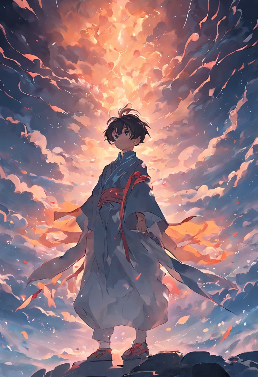 Far Mountain，Cloud fog，Taoist robes boy，Alchemy，Fairy style
