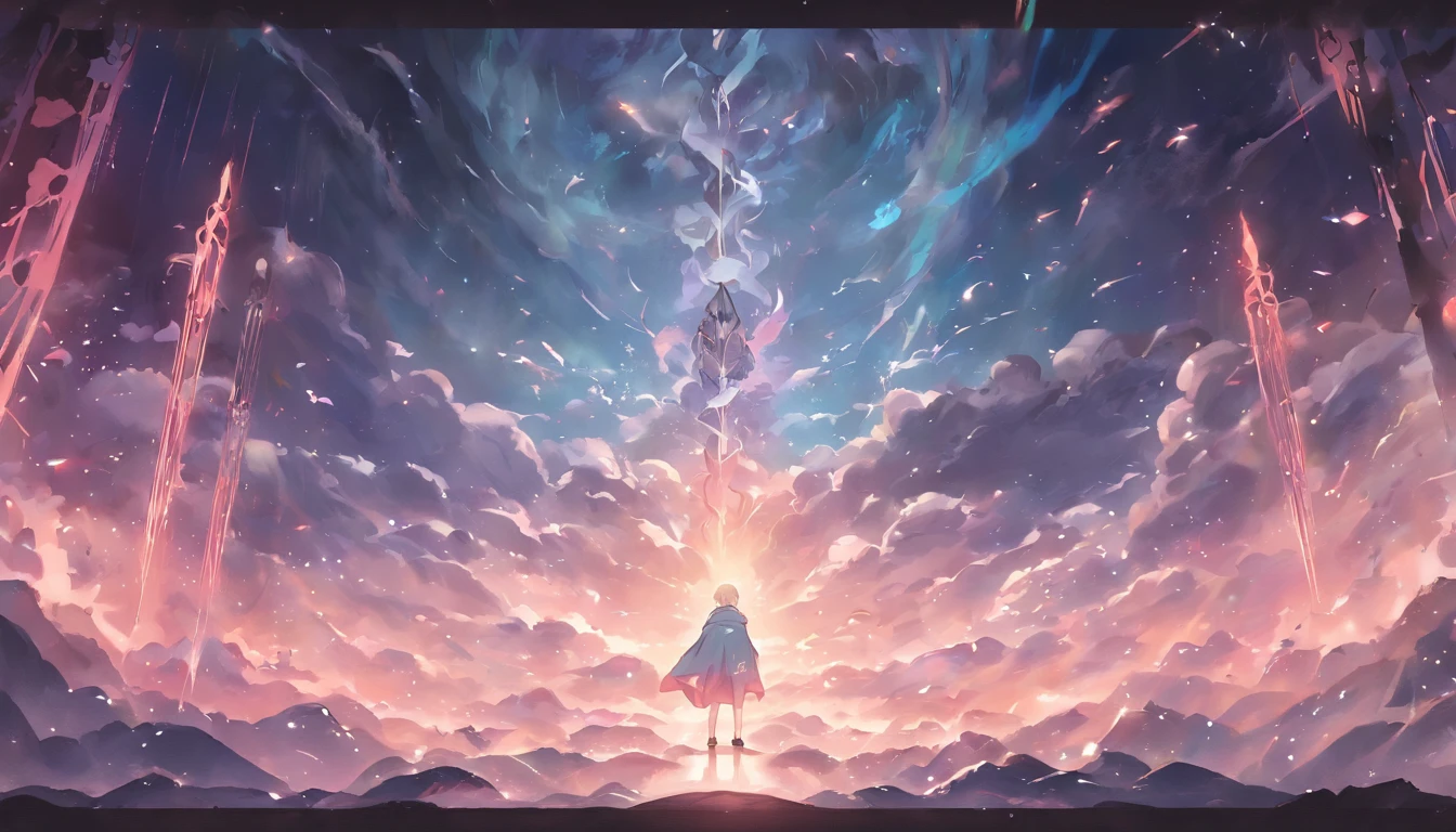 Far Mountain,Cloud fog,Taoist robes boy,Alchemy,away looking,Fairy style