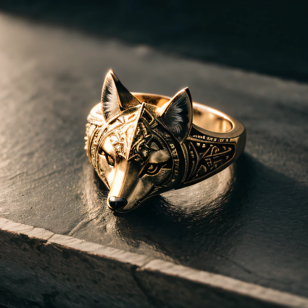 a ring::5, fox logo, the fox animal, folded into a ring, logo, best quality, masterpiece, intricate details