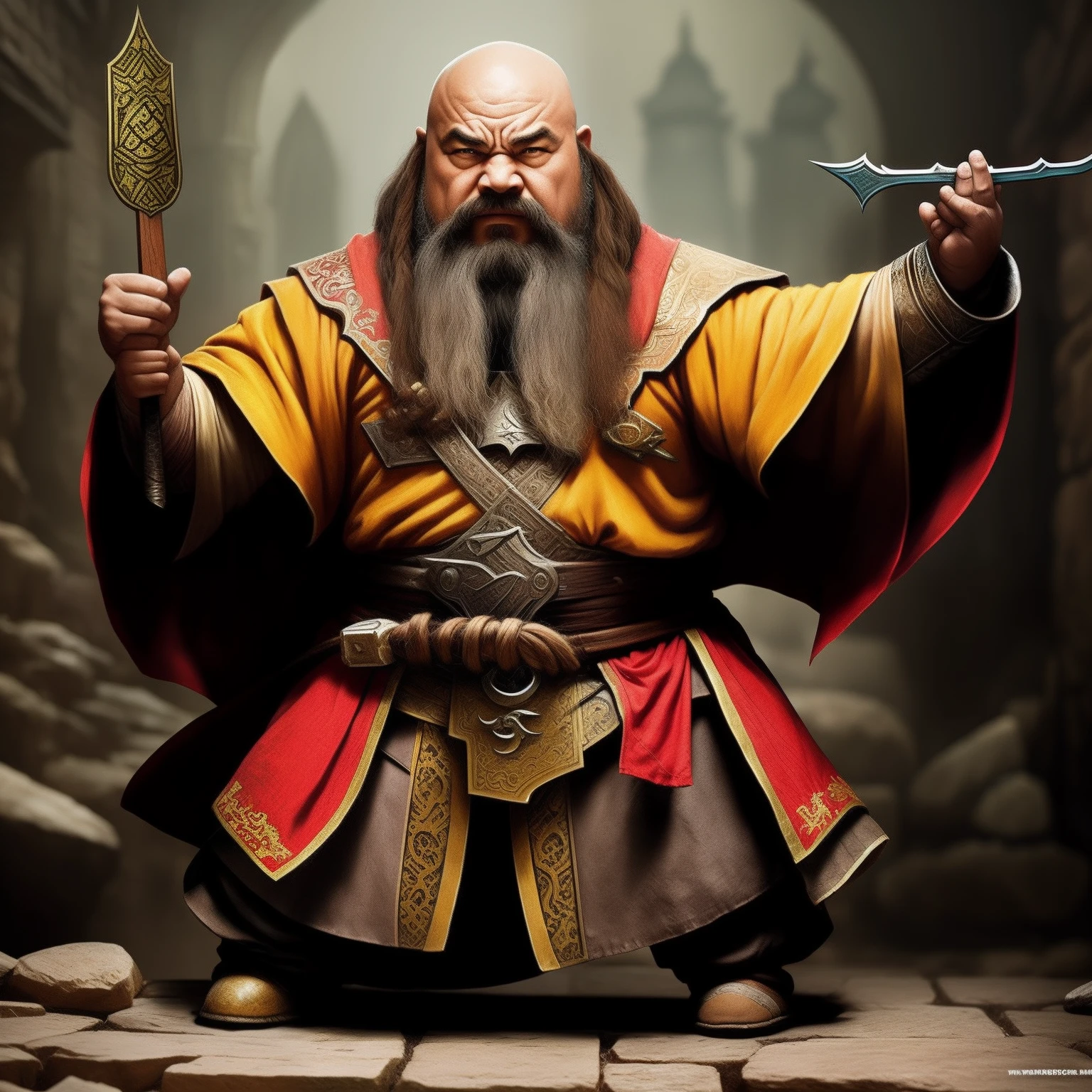 Monge shaolin , dwarf , medieval , jovem , d&d , rpg , fantasia , epico