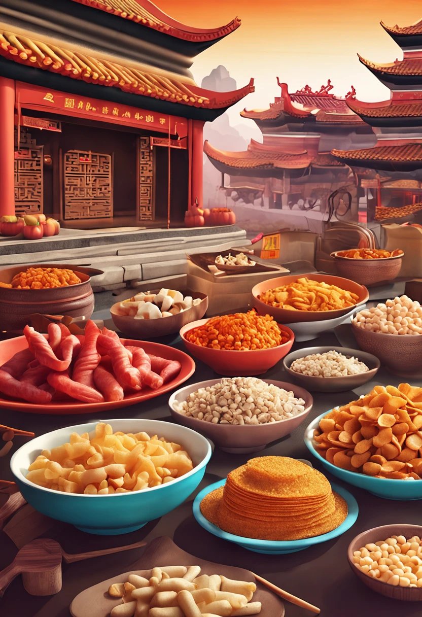 Snack background wall with traditional flavor of Chinese culture