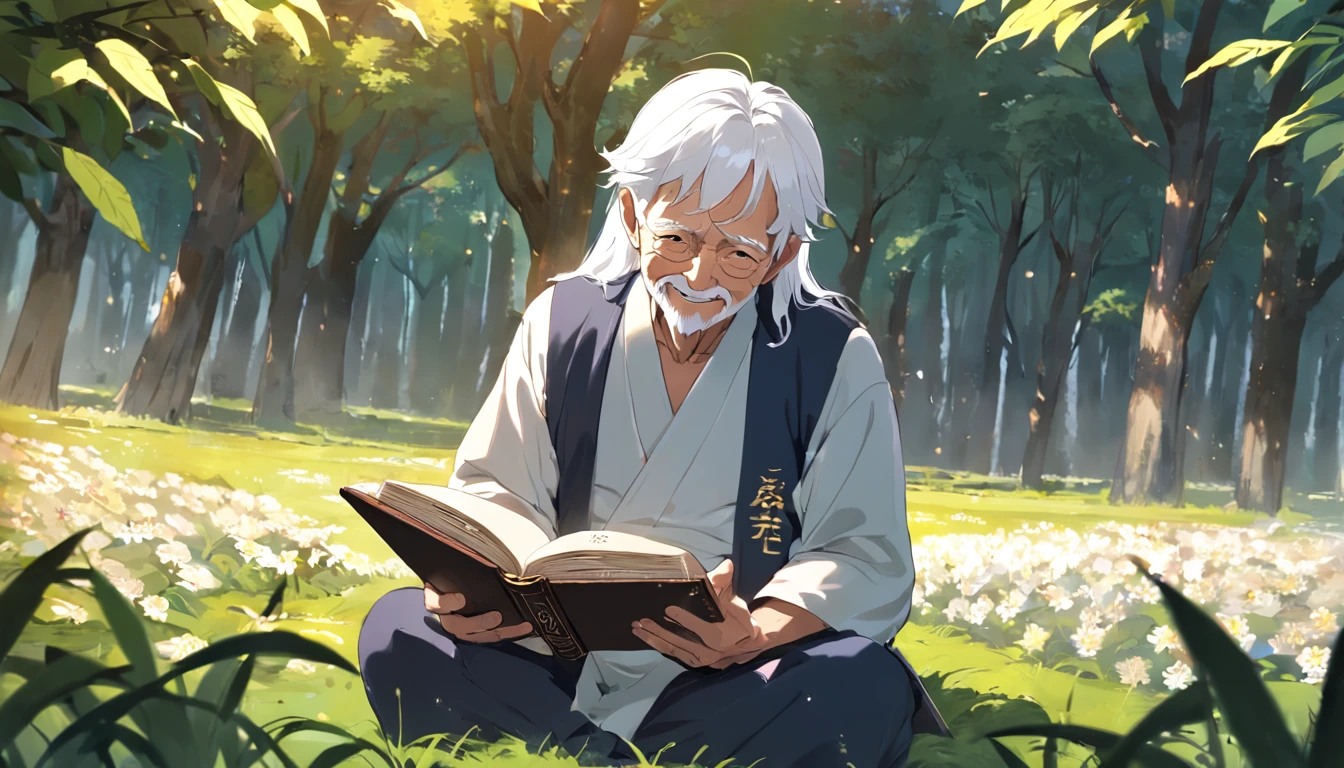 "The white-haired old man imparted the essence of cultivation to the youth, A kind smile contains valuable knowledge. The ancient book is held in the hand, Teach young people how to practice. Young people listen carefully, Thinking about the problem, Explore the mysteries of cultivation. The old man answered patiently, Share cultivation experiences and insights. Respect and gratitude fill the face. An ancient and mysterious world of cultivation, Feel the power and meaning of cultivation."