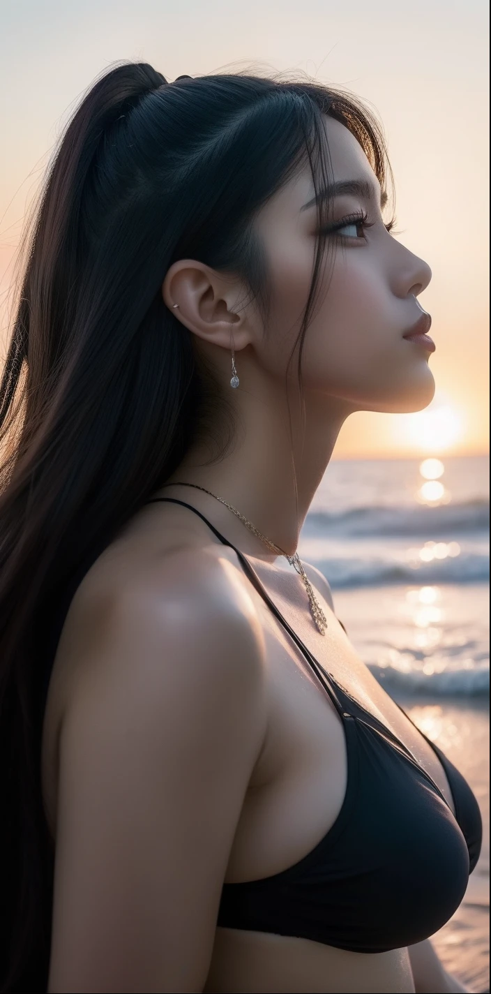 top-quality，huge tit、swim wears、Man sitting on the beach with camera, full bodyesbian、Larisa Manobal, profile photo, cruel korean goth girl, Lalisa Manoban in blackpink, profile image, sun yunjoo, profile image, ulzzangs, Korean Girl, Asian Girl, with sunset, Belle Delphine, profile picture 1024px, Goth girl aesthetics