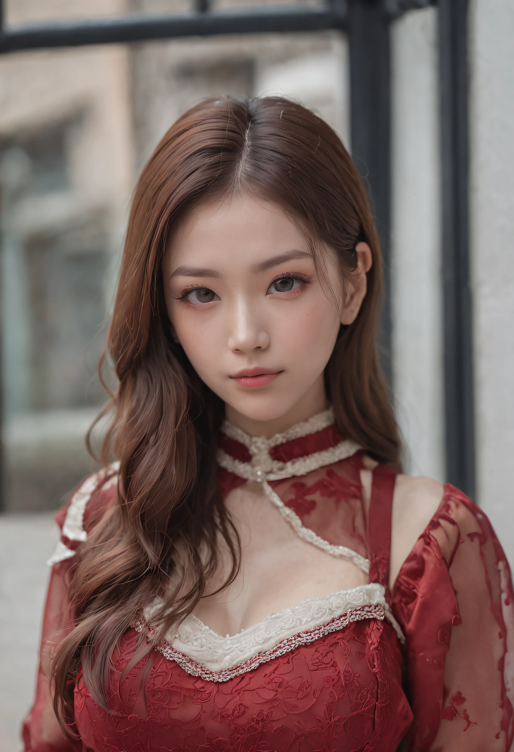 best qualtiy, 超高分辨率, (realisticlying:1.4),2 girls,(natta),(looking at viewert:1.331),(whaite hair),posing on a,Tokyo Street,nightcityscape,Cyberpunk-city,the soft light,1girll,Extremely beautiful face,chest circumference,putdownhands,random hair style,Random expressions,largeeyes,Alvine,(short- sleeved。JK_shirt), JK_Style, (Red jk ?????? dress), (JK ?????? binding), blend, best qualtiy