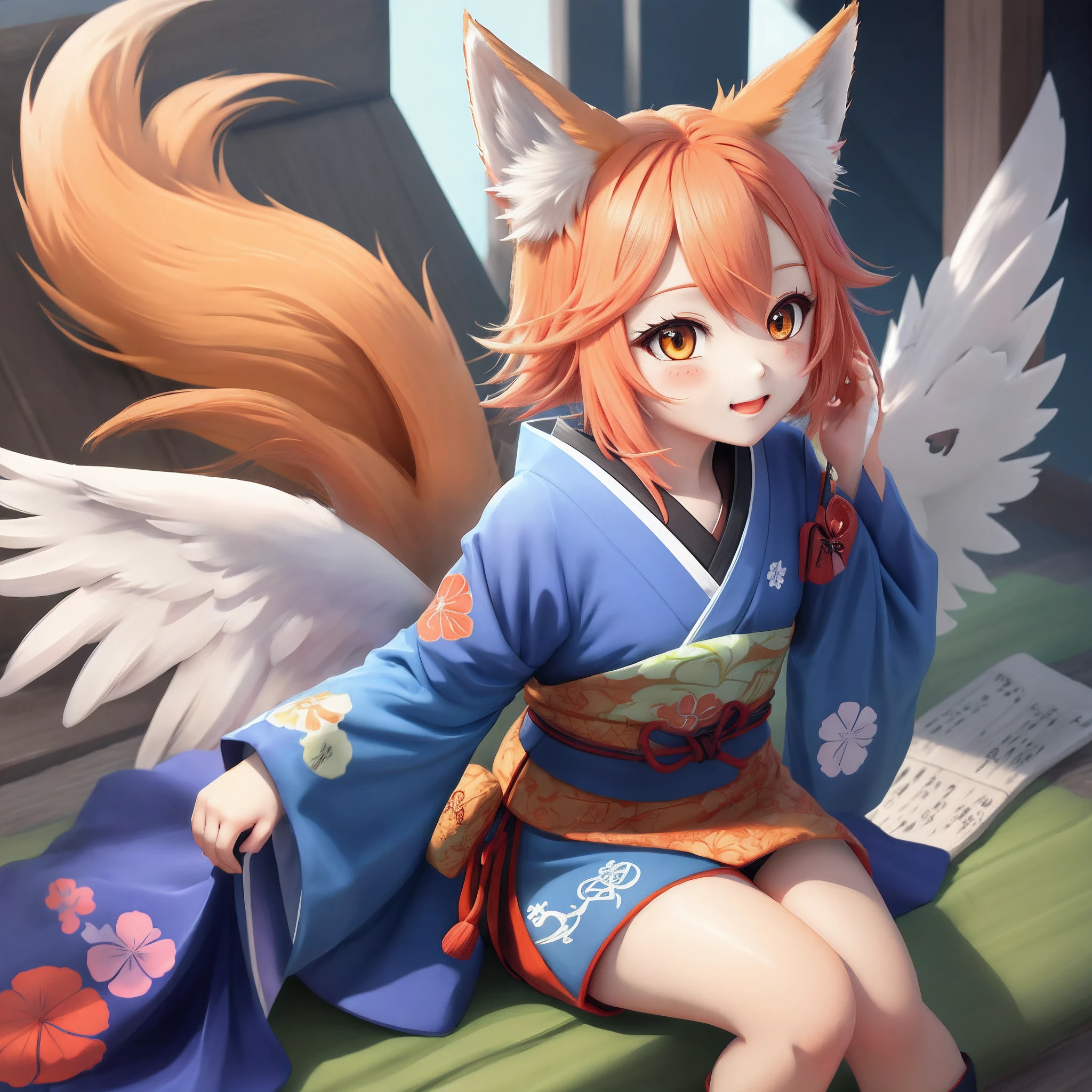 Angel colorful fox youkai cute