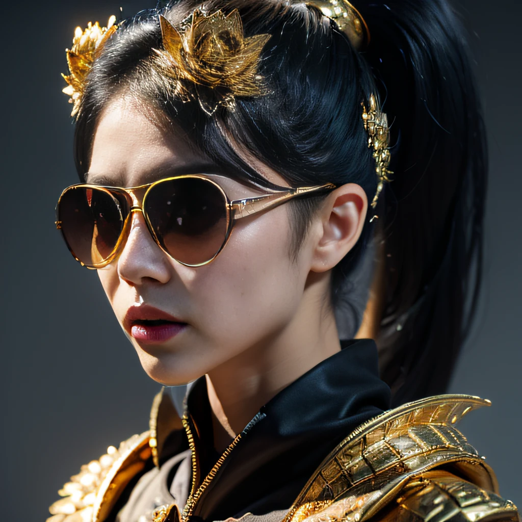 Lotus pond area,32K(tmasterpiece,k hd,hyper HD,32K)Purple-pink double ponytail,flower stick,Indigo Skull King ,Hold the heavy wooden steering wheel (The skeleton is realistic:1.4),Crocodile pattern robe,Rusty skull ornaments,Sargin linen cloak,Petals flutter,Deep gold sunglasses,Hold your head high,Be proud,The nostrils look at people,A primary and secondary school student, A high resolution,Xueba, the detail, RAW photogr, Sharp Re, Nikon D850 Film Stock Photo by Jefferies Lee 4 Kodak Portra 400 Camera F1.6 shots, Rich colors, ultra-realistic vivid textures, Dramatic lighting, Unreal Engine Art Station Trend, cinestir 800,Hold your head high,Lateral face,Be proud,The nostrils look at people,Tsundere,Petals flutter,Petals flutter,Crocodiles sprinkled with gold dust,Fluttering,Impeccable,( reasonable design, Clear lines, High sharpness,Best quality, Very detailed skeleton, The skeleton of a masterpiece, offcial art, movie light effect, 8K crocodile skeleton(((Platinum marble sunglasses)))Deep gold sunglasses,side portrait