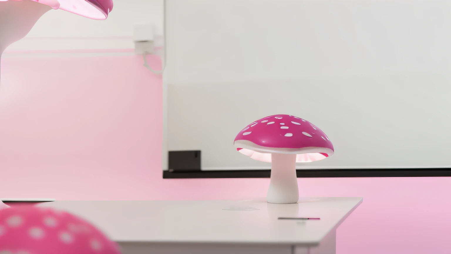 mesa. Sala de aula. Lousa branca. maquete. Neon dark pink mushroom. maquete. Neon Mushroom. Neve branca. maquete. neon light. cotton. maquete. dark pink mushroom.