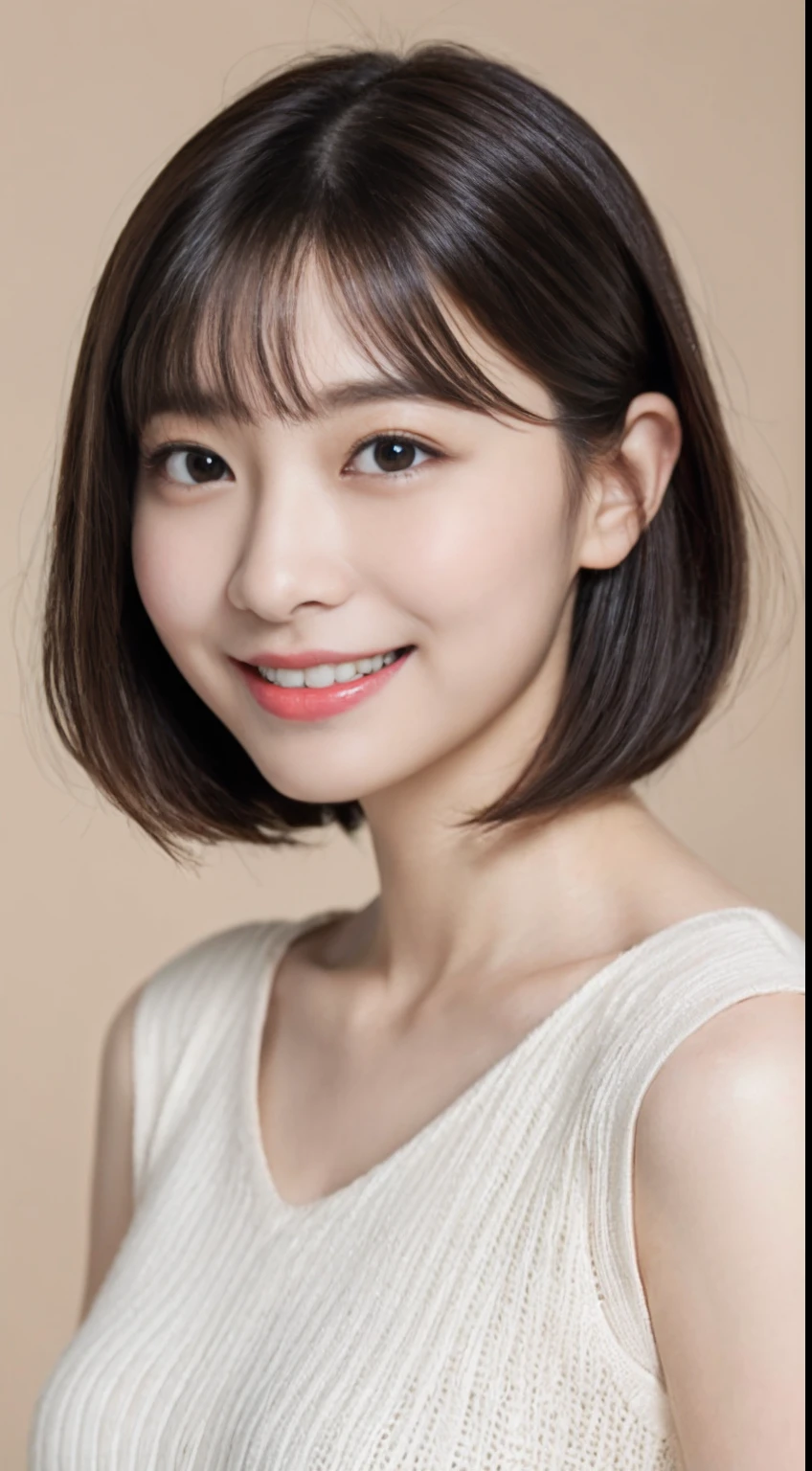 1 girl, (Wearing stage costumes:1.2), Very beautiful Japanese idol portraits, Face close-up,
(RAW Photos, highest quality), (Realistic, Realistic:1.4), (masterpiece),
Very delicate and beautiful, Very detailed, 2k wallpaper, wonderful, finely, Very detailed CG Unity 8K wallpaper, Very detailed, High resolution, Soft Light,
Beautiful detailed girl, Very detailed目と顔, Beautiful and sophisticated nose, Finely beautiful eyes, Cinema Lighting,
(Simple light color background:1.3),
(Medium Hair),
Complete Anatomy, Slender body, Small breasts, smile
