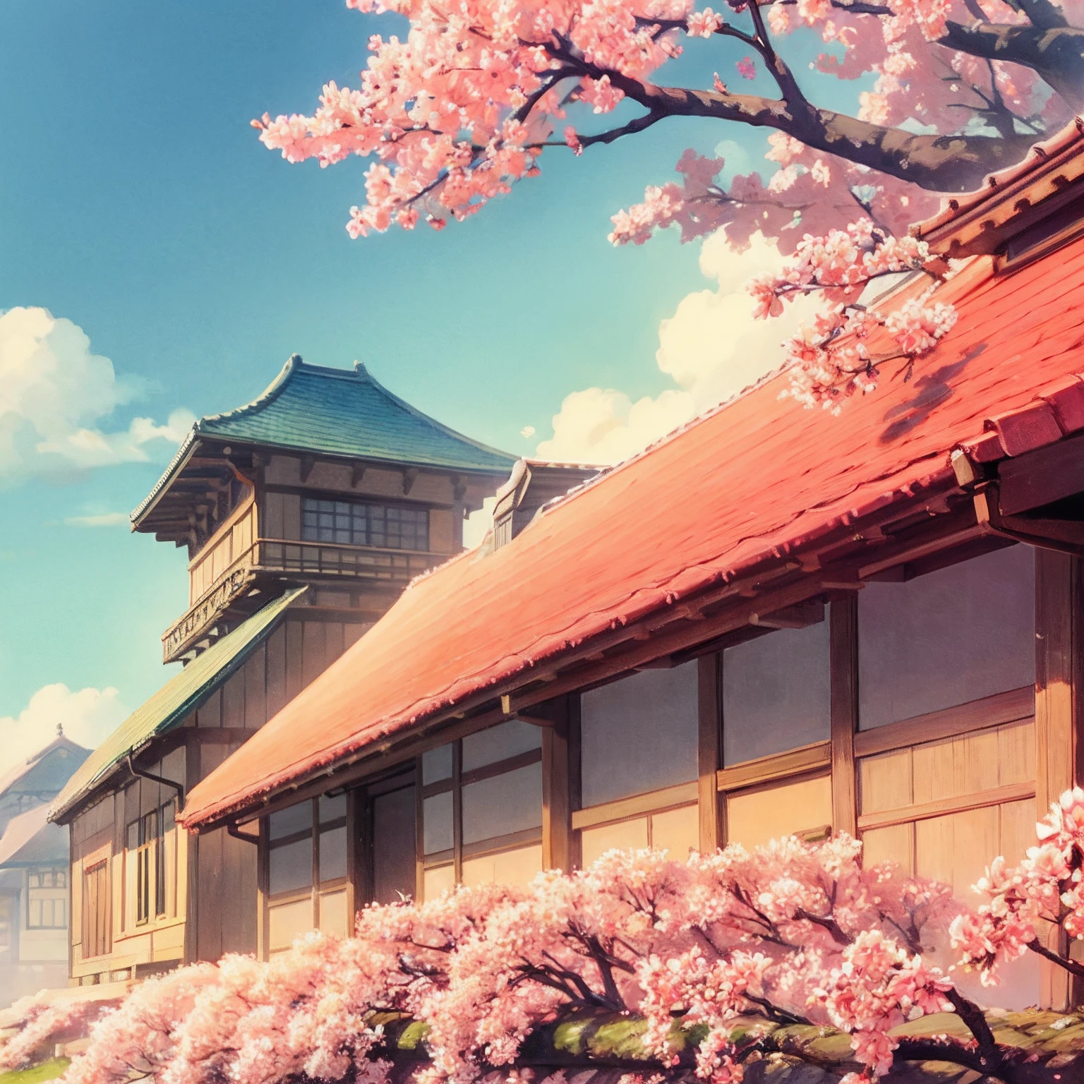 cherry blossom in full bloom、Petals carpeted、Small Animals Party --auto