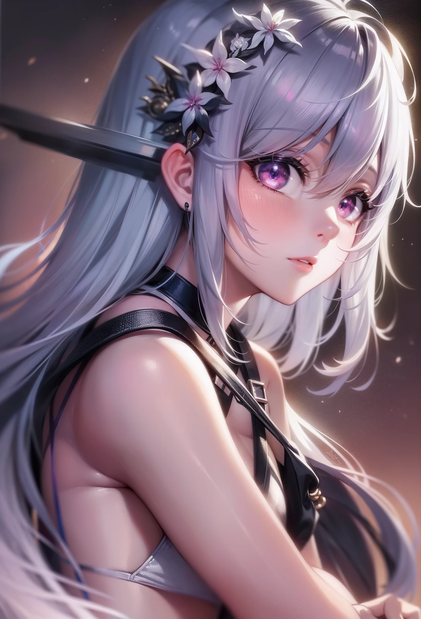 a close up of a person in a dress with a sword, scandy and arender, nightcore, sorcerous, Best anime 4k konachan wallpaper, sci fi anime, anime wallaper, sci fi anime, the prophet, Suddenly, by chance, Kawasi, white-haired god, style of anime4 K, hd anime wallaper