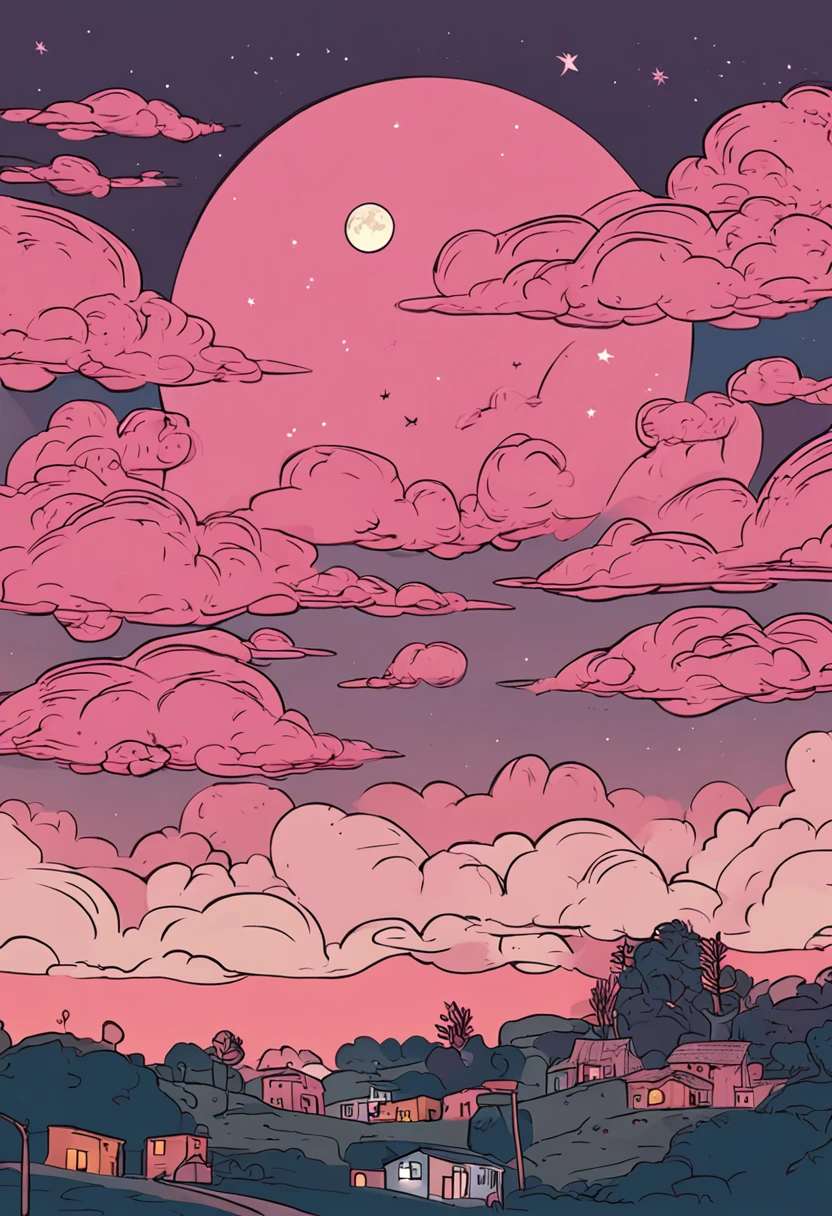 ((Pink pigs fly at night, Clear sky without clouds, A clear full moon)