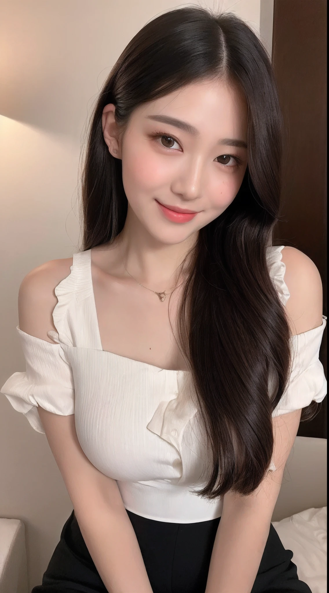 ((Best Quality, 8K, Masterpiece: 1.3)), 1girl, Slim Abs Beauty: 1.3, (Hairstyle Casual, Big Breasts: 1.2), Dress: 1.1, Super Fine Face, Delicate Eyes, Double Eyelids, Smile, Home