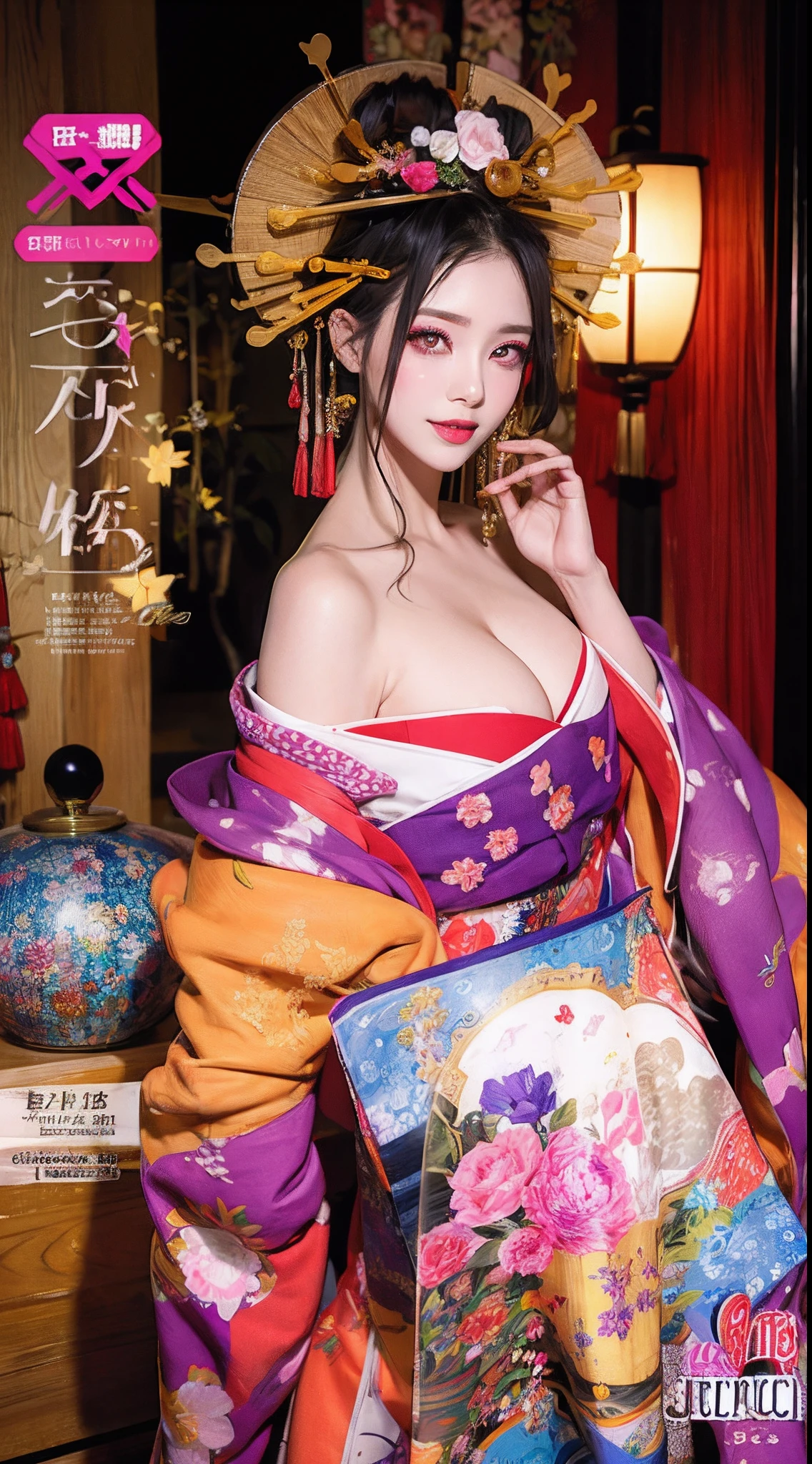 花魁、porn star、slender、cleavage of the breast、Paripi、Colorful magazine cover