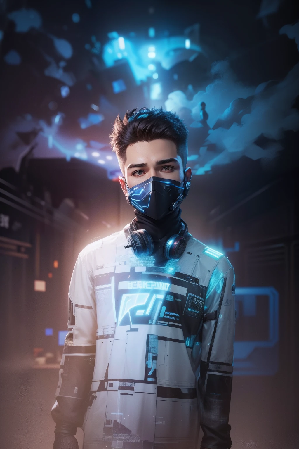 change background Cyberpunk handsone boy ultra realistic 4k