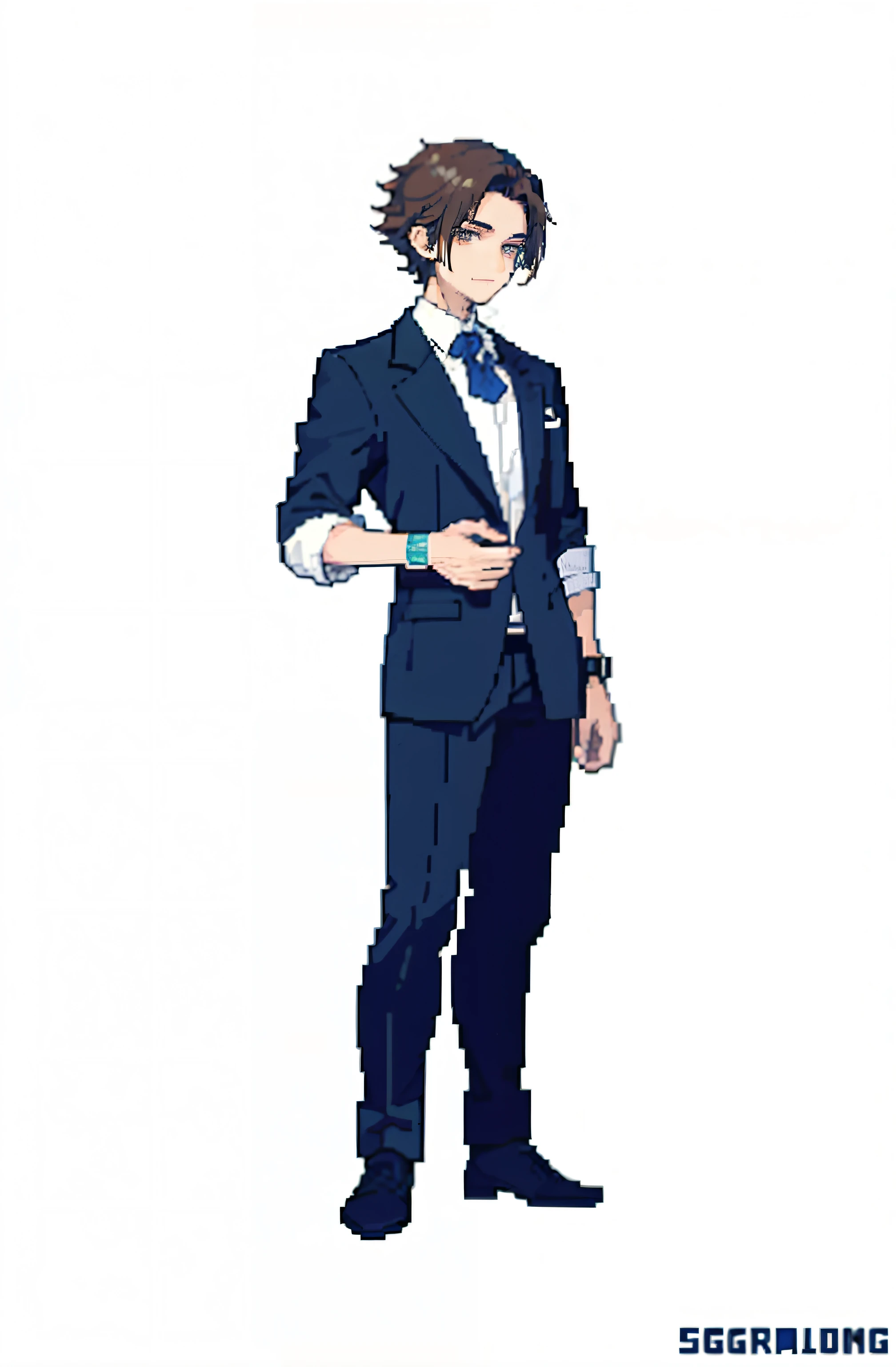 Masterpiece, Top quality, Best quality), pix,Pixel art, 1 handsome boy, full bodyesbian, No background,Black clothes