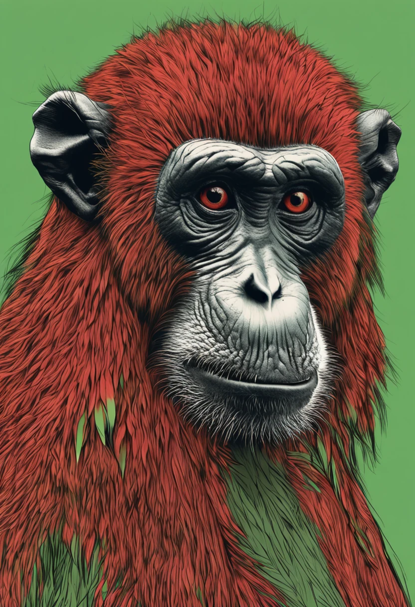 High nation-geographic symmetrical close-up portrait shoot in green jungle of an expressive red-shanked douc, anamorphic lens, ultra-realistic, hyper-detailed, green-core, jungle-core –ar 16:9 –q 2 –v 5