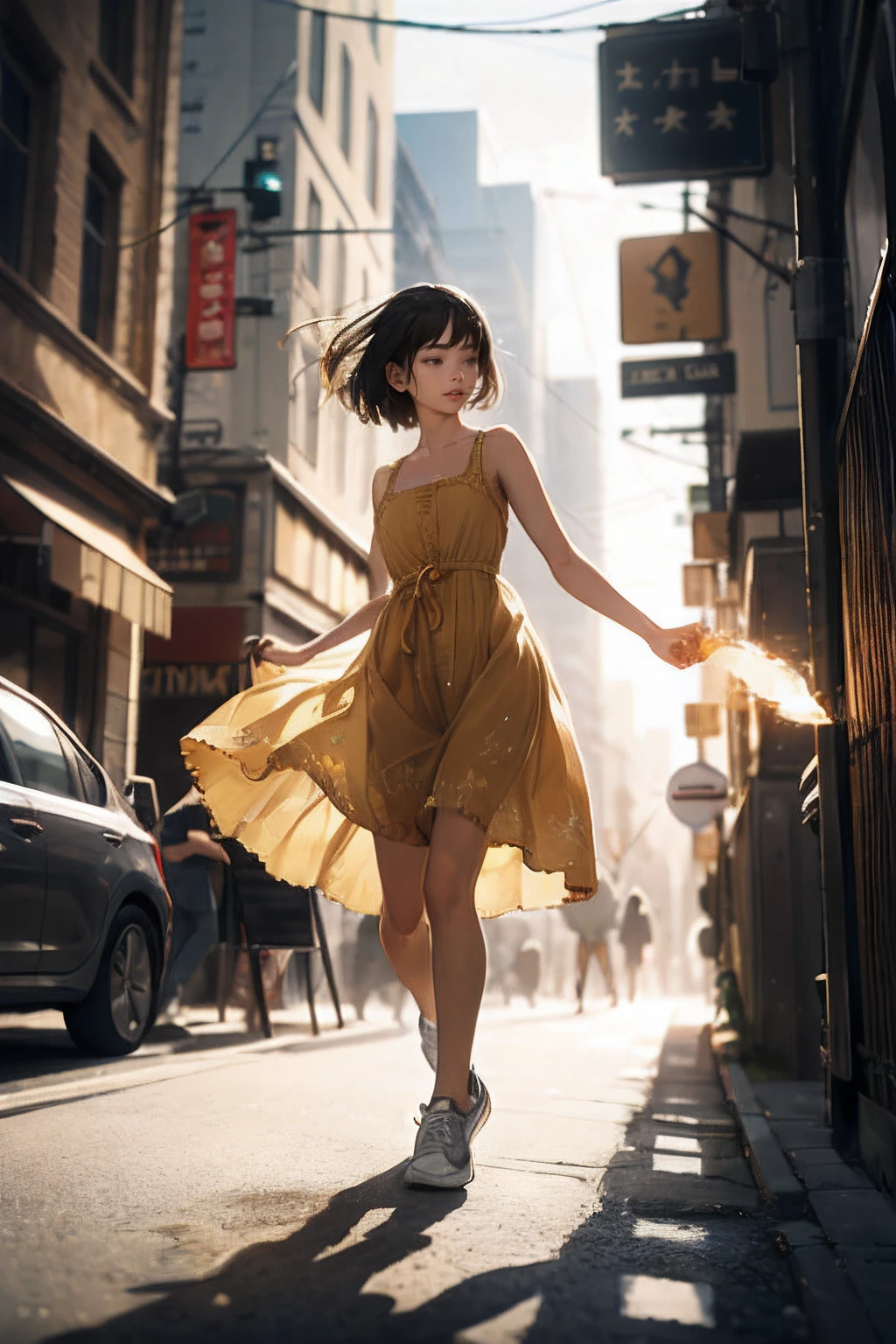 absurdres, highres, ultra detailed, (1 woman:1.3),simple background, , (sneakers:1.2), detailed face , detailed eyes , detailed mouth
BREAK
, watercolor style, soft blending, fluid colors, dreamy washes, delicate textures, organic shapes, atmospheric depth, wearing yellow dress , bite a cigaratte
BREAK
(bokeh photography:1.3), soft focus, out-of-focus highlights, dreamy ambiance, glowing circles, mesmerizing depth
BREAK
, tilt-shift photography, miniature effect, selective focus, blurred edges, small-scale illusion, playful perspective