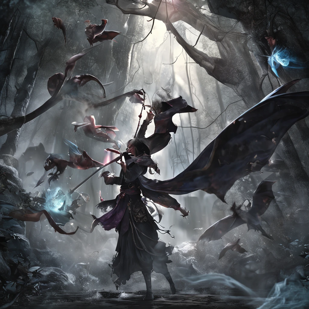 Best quality, Masterpiece, 超高分辨率, (photograph realistic:1.4), surrealism, Dream-like,fusionart, Shadowdancer, shadow magic, darkness control, stealth, shadowstep, umbral spells, hidden blade,