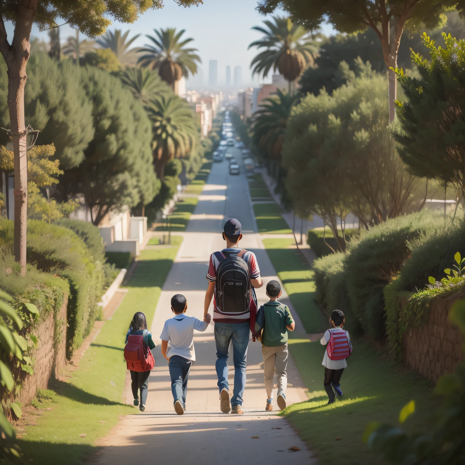 no forest, Casablanca Morocco, going to school, crowded city