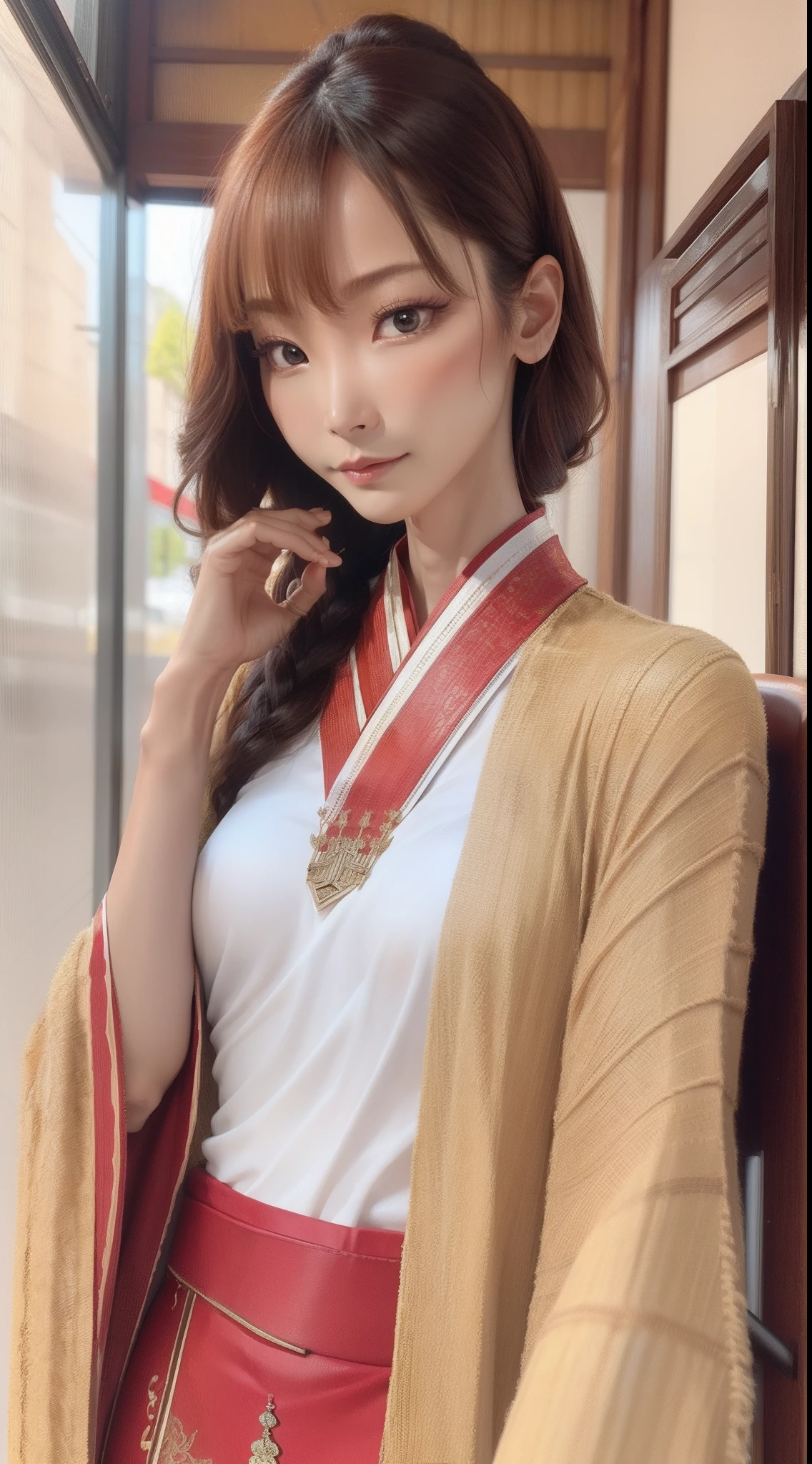 A woman has high cheekbones and an Asian is very thin