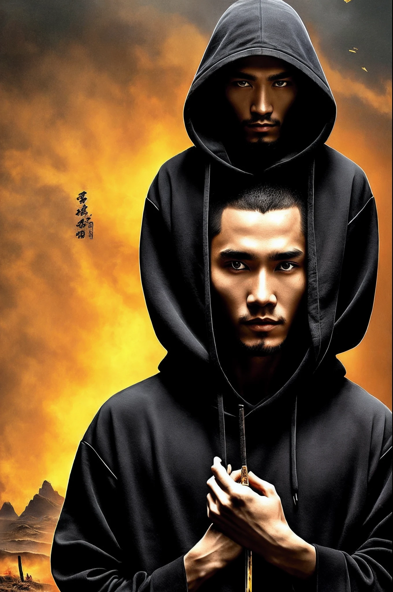 I can't remember exactly, but I remember that he loved to use black gold ancient knives,Love to wear hoodies,Height 180,Suffering from soul loss,Two fingers are oddly long,The eyes are indifferent,Out of the dust。