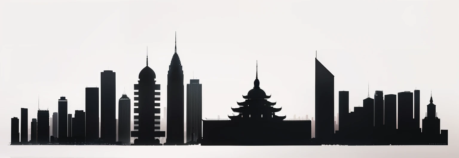 Silhouette of the city skyline，High-rise buildings and pagodas, skylines, skyline showing, urban skyline, urban in the background, skylines, City in the background, city background in silhouette, city skyline in the background,