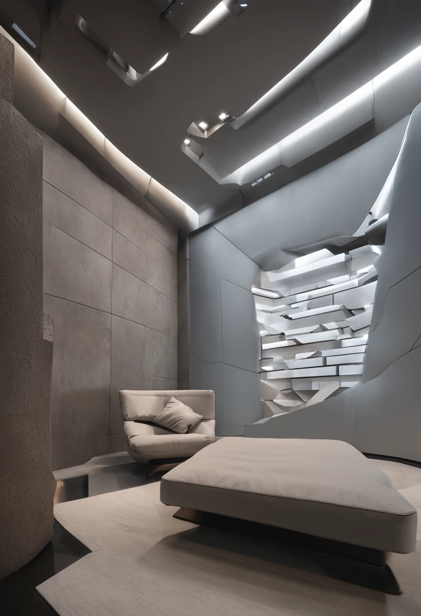 ((Best quality 16:9)) , Stand in a detailed and immersive representation of the interior of the house, Soft ambient lighting enhances futuristic design details,A corner of the Great Wall Museum,Gray tones,museum,Small space,One of the corners