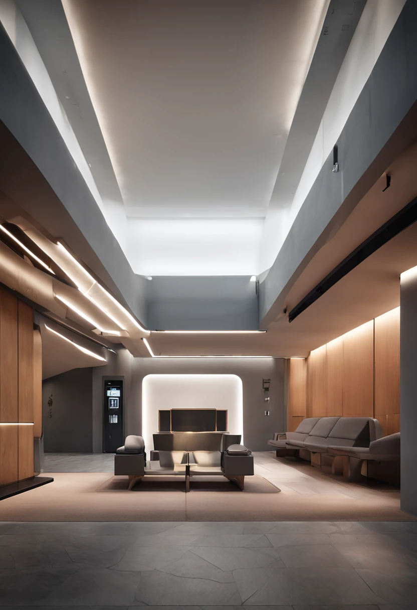 ((Best quality 16:9)) , Stand in a detailed and immersive representation of the interior of the house, Soft ambient lighting enhances futuristic design details,A corner of the Great Wall Museum,Gray tones,museum,Small space,One of the corners